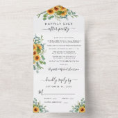 ひまわり素朴ユーカリ結婚式レセプション オールインワン招待状 (内側)