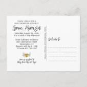 ひまわり素朴ユーカリ緑の赤ちゃんシャワー インビテーションポストカード (裏面)