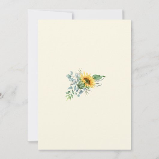 ひまわり素朴ユーカリ緑の赤ちゃんシャワー 招待状 (裏面)