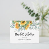 ひまわり素朴ユーカリ緑ブライダルシャワー インビテーションポストカード (スタンド正面)