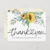 ひまわり素朴ユーカリ赤ちゃんシャワーありがとう ポストカード (正面/裏面)