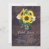 ひまわり素朴ユーカリ |ウッドブライダルシャワー 招待状 (正面)