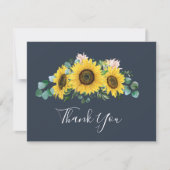 ひまわり素朴ユーカリ |ネイビーサンキューカード サンキューカード (正面)