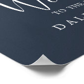 ひまわり素朴ユーカリ |ネイビー結婚ズへようこそ ポスター (角)