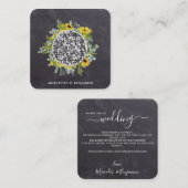 ひまわり素朴ユーカリQRコードウェディング招待 スクエア名刺 (正面/裏面)