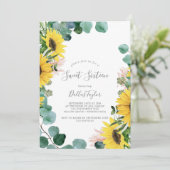 ひまわり素朴ユーカリSweet sixteen誕生日 招待状 (スタンド正面)