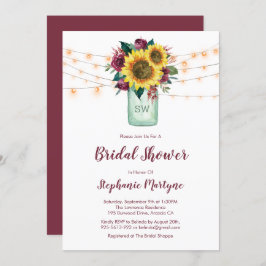 ひまわり素朴ライツメイソンジャーブライダルシャワー 招待状
