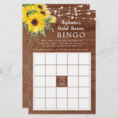 ひまわり素朴ライトブライダルシャワービンゴゲーム (正面/裏面)