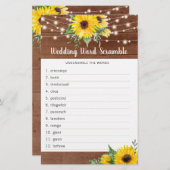 ひまわり素朴ライトブライダルシャワーワードゲーム (正面/裏面)