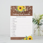 ひまわり素朴ライトブライダルシャワーワードゲーム (スタンド正面)