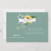 ひまわり素朴ライト写真ブライダルシャワー 招待状 (裏面)