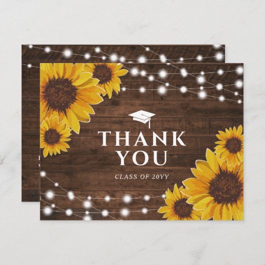 ひまわり素朴ライト卒業ありがとう 案内状 (正面/裏面)
