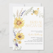 ひまわり素朴ラベンダーフローラブライダルシャワー 招待状 (正面)
