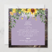 ひまわり素朴ラベンダーブライダルシャワー 招待状 (正面)