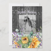 ひまわり素朴ラベンダーIIフォトブライダルシャワー 招待状 (正面)