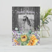 ひまわり素朴ラベンダーIIフォトブライダルシャワー 招待状 (スタンド正面)