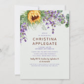 ひまわり素朴ラベンダーIIフォトブライダルシャワー 招待状 (裏面)