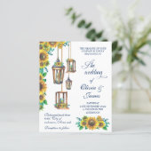 ひまわり素朴ランタンネイビー結婚式招待状 (スタンド正面)