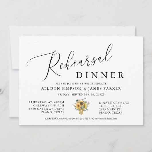 ひまわり素朴リハーサルディナー招待状 招待状 (正面)