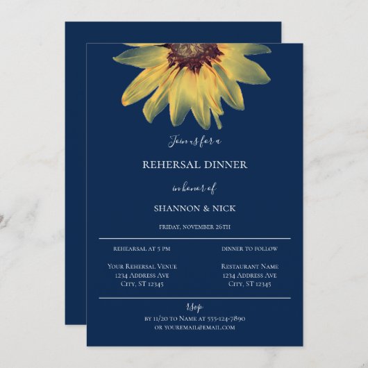 ひまわり素朴リハーサルディナー招待状 案内状 (正面/裏面)