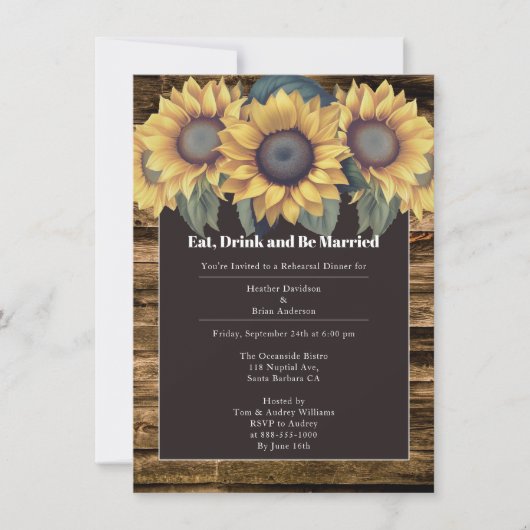 ひまわり素朴リハーサルディナー 招待状 (正面)