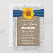 ひまわり素朴リボンウッドバーラップブライダルシャワー 招待状 (正面)