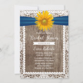 ひまわり素朴リボンレース木材ブライダルシャワー 招待状 (正面)