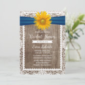 ひまわり素朴リボンレース木材ブライダルシャワー 招待状 (スタンド正面)