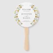 ひまわり素朴リース秋の結婚式プログラム ハンドファン (正面)