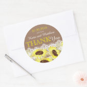 ひまわり素朴レースありがとうラベル ラウンドシール (封筒)
