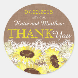ひまわり素朴レースありがとうラベル ラウンドシール
