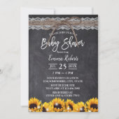 ひまわり素朴レースのトウィーンチョークボードベビーシャワー 招待状 (正面)