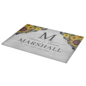 ひまわり素朴レースの木の名結婚前のギフト カッティングボード (角)