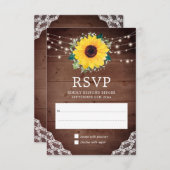 ひまわり素朴レースバビーズブリー結婚ズ 出欠カード (正面/裏面)