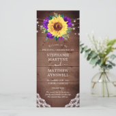 ひまわり素朴レースパープルバラ秋の結婚式 プログラム (スタンド正面)