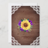 ひまわり素朴レースパープルフローラウッドライト 招待状 (裏面)