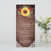 ひまわり素朴レースレッドローズ秋の結婚式 プログラム (スタンド正面)