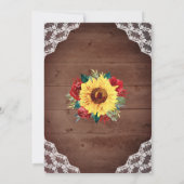 ひまわり素朴レースレッドローズ秋の結婚式 招待状 (裏面)