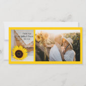 ひまわり素朴レース国結婚式ありがとう サンキューカード (正面)