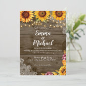 ひまわり素朴レース秋の結婚式招待状 招待状 (スタンド正面)