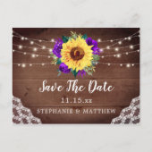 ひまわり素朴レース紫フローラ保存日 案内ポストカード (正面)