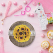 ひまわり素朴レース&バーンウッドエレガントウェディング ペーパープレート (パーティー)