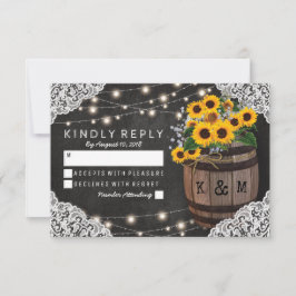 ひまわり素朴ワイナリー結婚式招待状RSVP 出欠カード