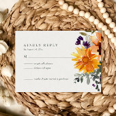 ひまわり素朴ワイルドフラワーウェディングRSVPカード 出欠カード