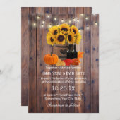 ひまわり素朴ワインバレル秋結婚の 招待状 (正面/裏面)