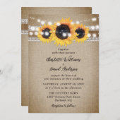 ひまわり素朴ヴィンテージバーラップレース結婚ズ 招待状 (正面/裏面)