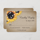 ひまわり素朴ヴィンテージバ結婚ラップ 出欠カード (正面/裏面)