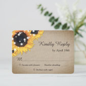 ひまわり素朴ヴィンテージバ結婚ラップ 出欠カード (スタンド正面)