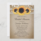 ひまわり素朴ヴィンテージフローラブライダルシャワー 招待状 (正面)