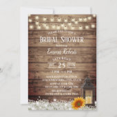 ひまわり素朴ヴィンテージランタンブライダルシャワー 招待状 (正面)